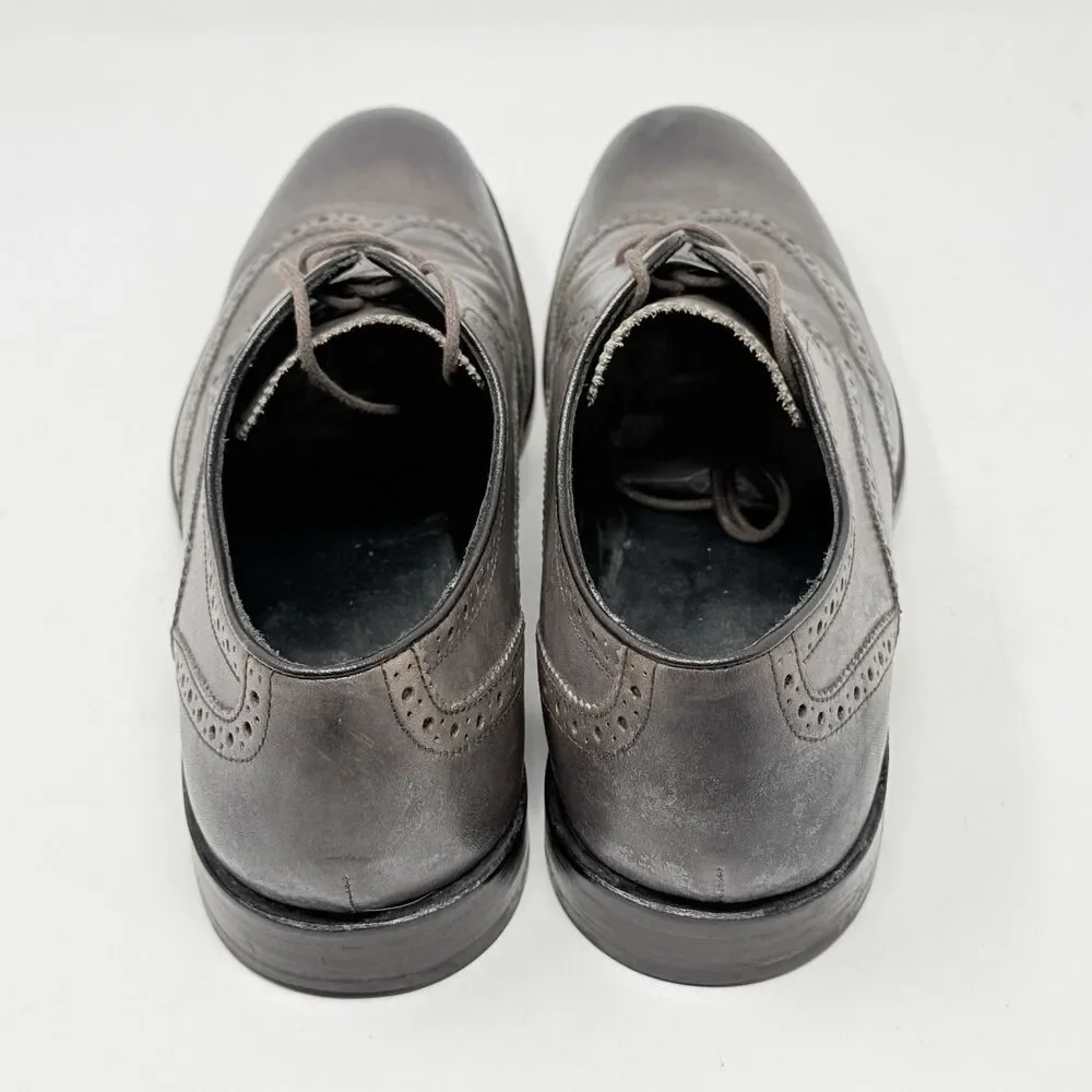 John Varvatos Luxe Derby Oxford Shoes Mens 13 Brown Leather Wingtip Brogue
